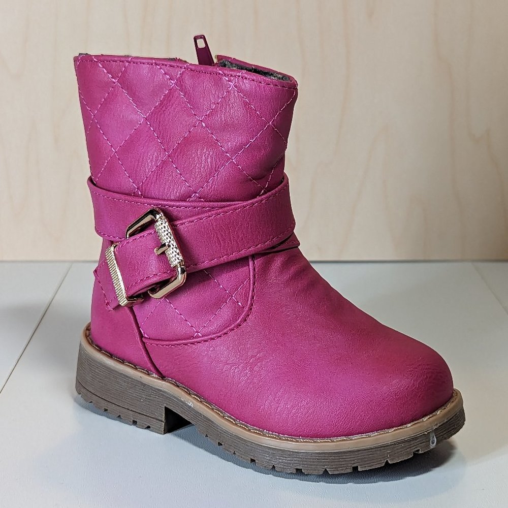 Blueberry Toddler Girl Quilted Faux Leather w/ Golden Buckle - Pink